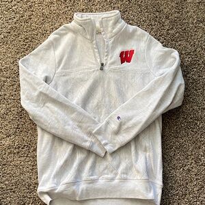Wisconsin Badgers Champion Light Gray Zip-Up Sweatshirt